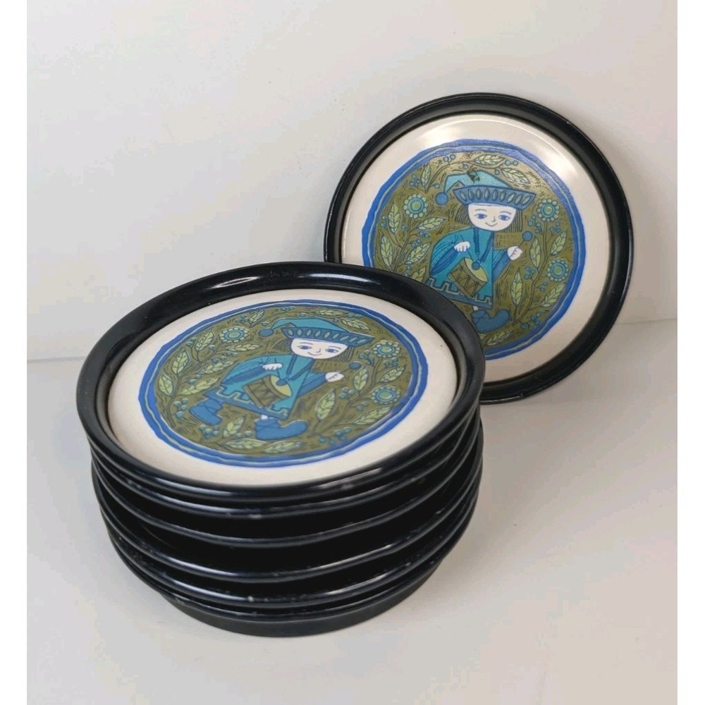 Vintage RARE Coaster Quartet by Holt Howard Blue & Green Set Of 7 - Picture 3 of 7